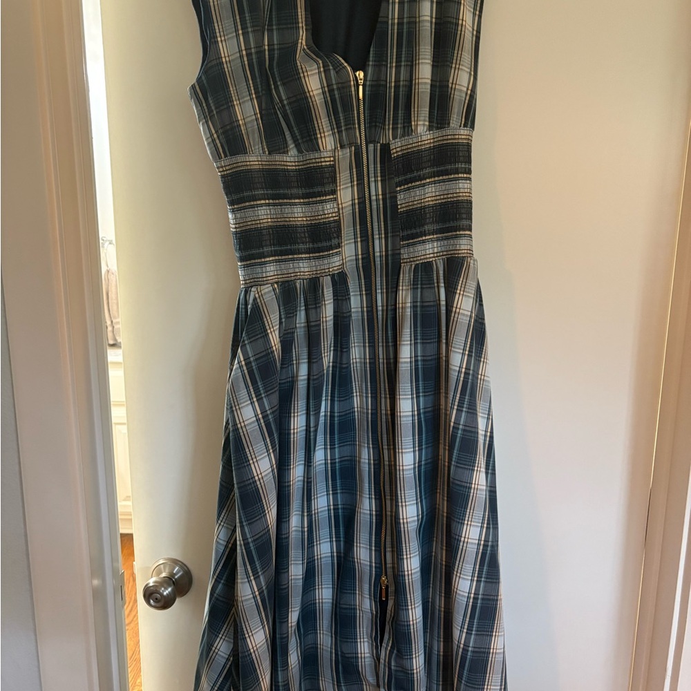 Anthropologie Blue Plaid Midi Dress